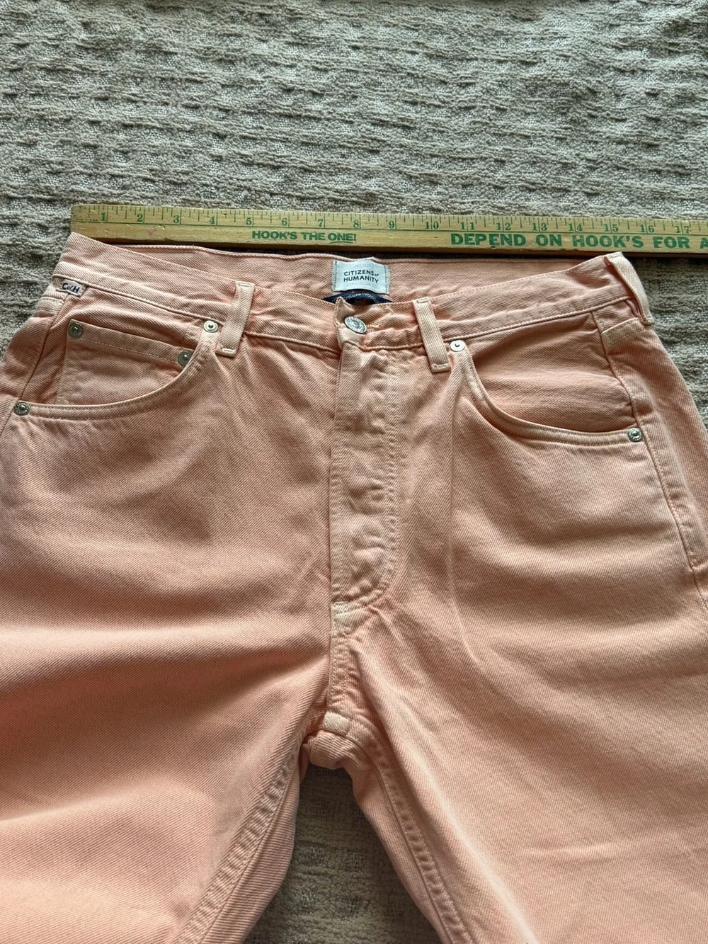 Citizens of humanity now Palma straight clean hem cropped peach color jeans